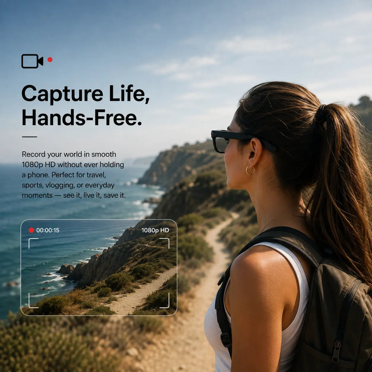 AI smart glasses with built-in camera and audio
