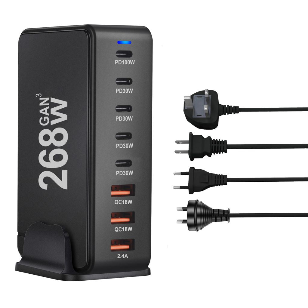 268W GaN 8-Port USB-C Charger