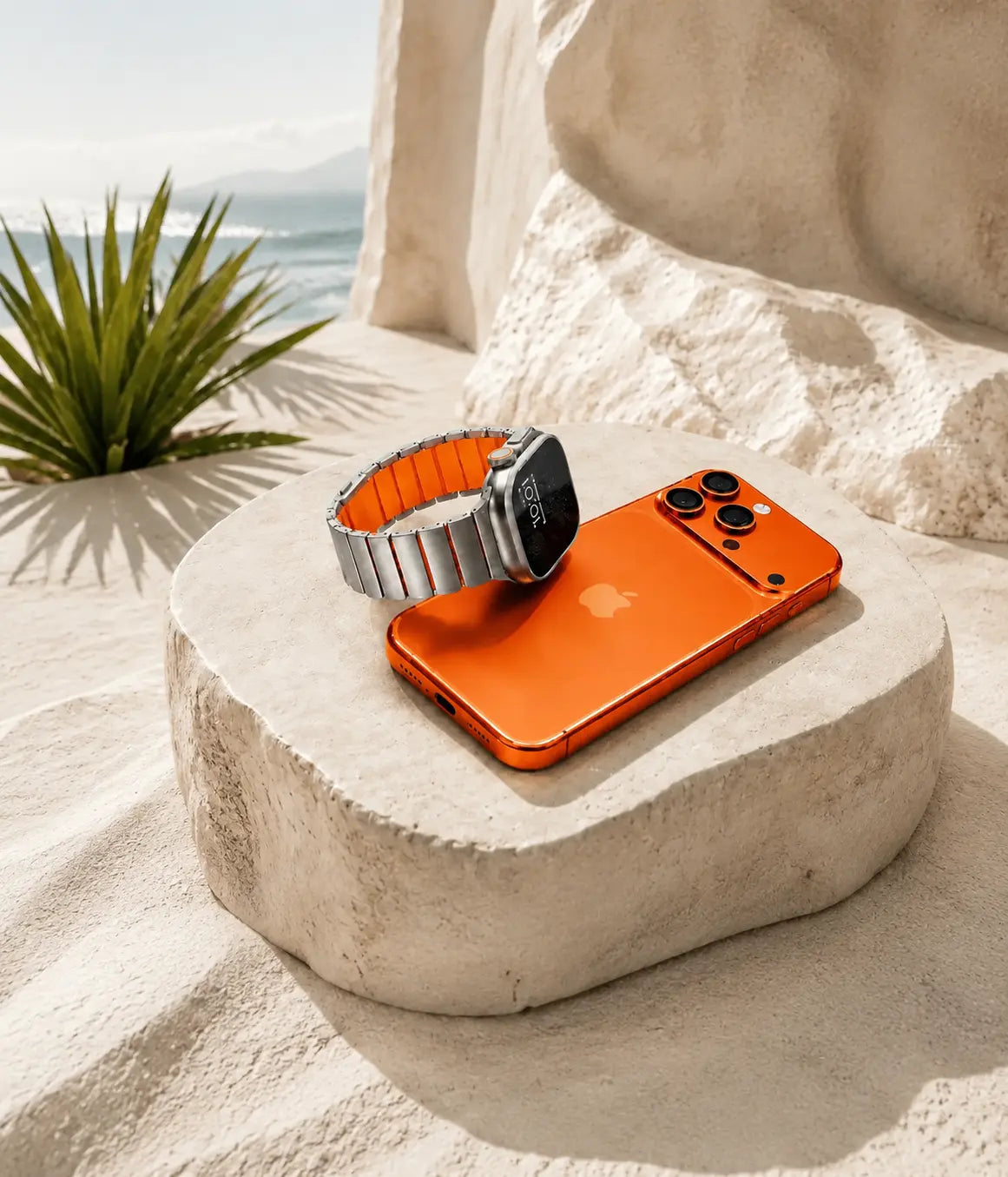 Orange Apple Watch titanium band
