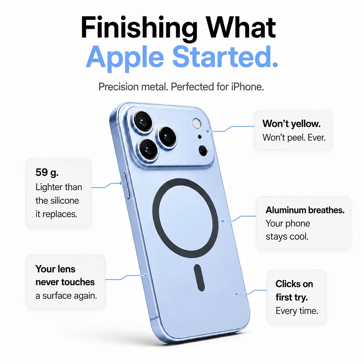 iPhone case with smooth metallic finish #color_Light Blue