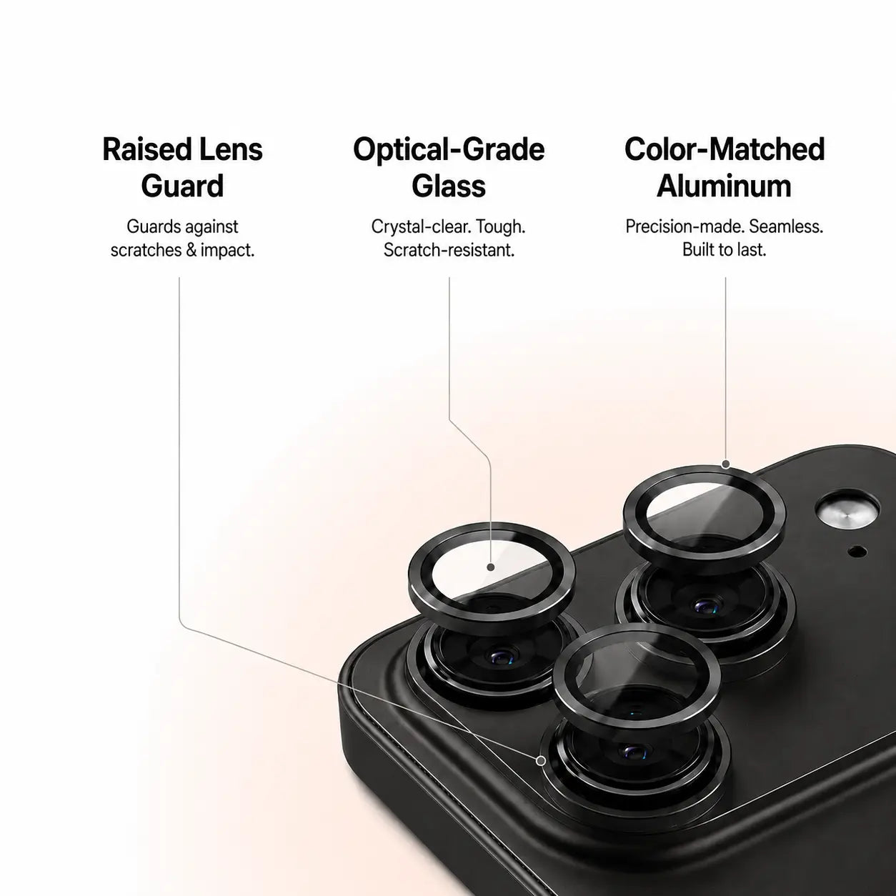 iPhone metal case with elevated screen edges #color_Midnight Black