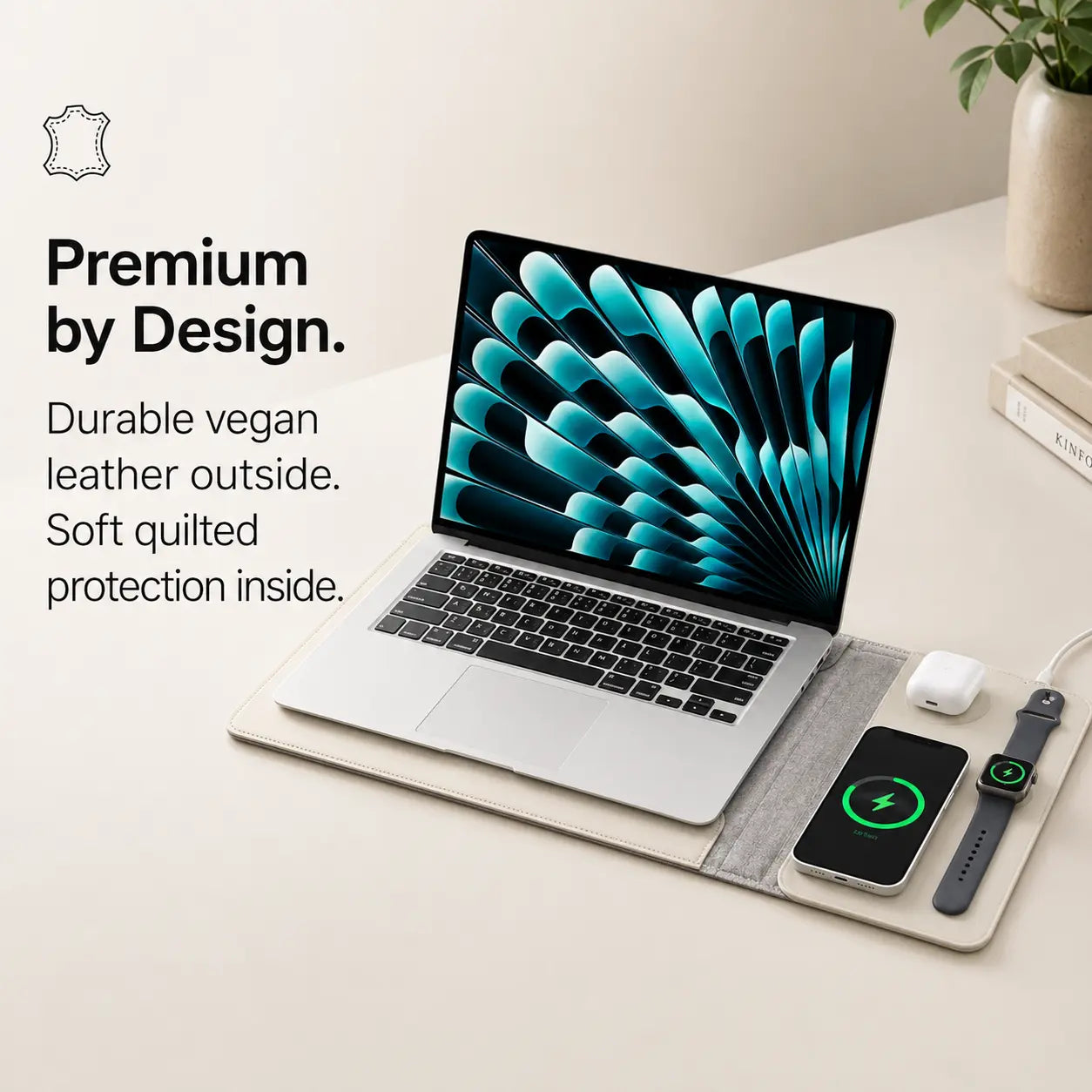 5-in-1 laptop sleeve with desk mat, mouse pad and wireless charger