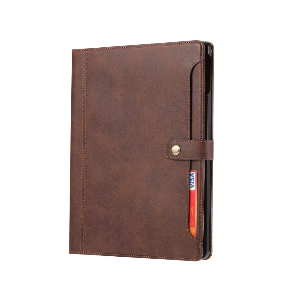 Leather Folio Case with Card Slots & Pencil Holder for iPad