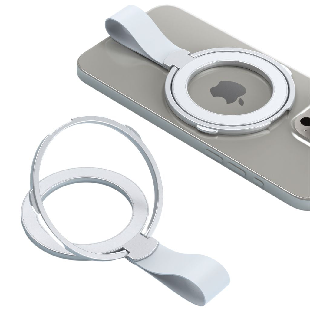 Magnetic Phone Ring Holder with 360° rotation, MagSafe compatibility, strong magnet, lightweight design, and durable metal construction for secure phone grip and hands-free use.