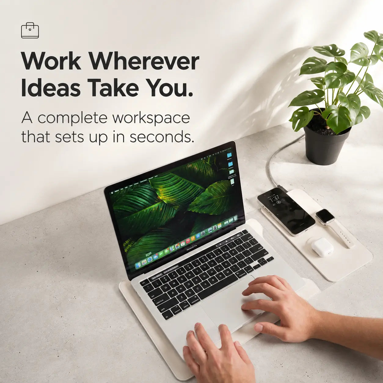 Laptop sleeve that unfolds into a desk mat with integrated wireless charging