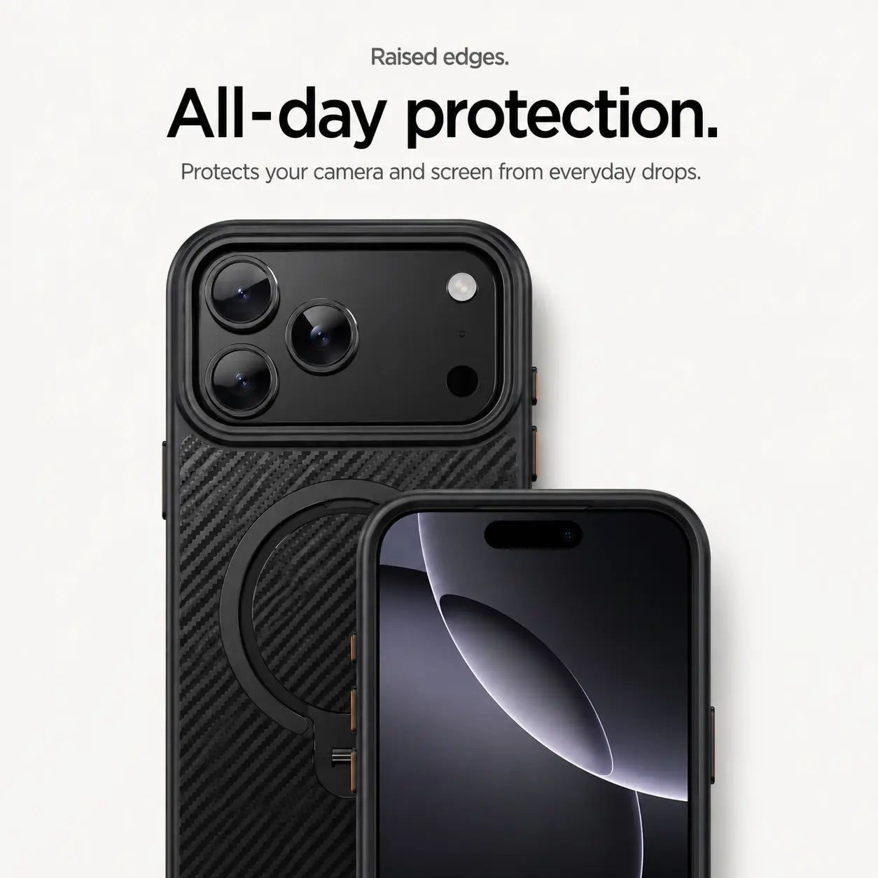 Slim carbon fiber iPhone case with strong magnetic alignment
