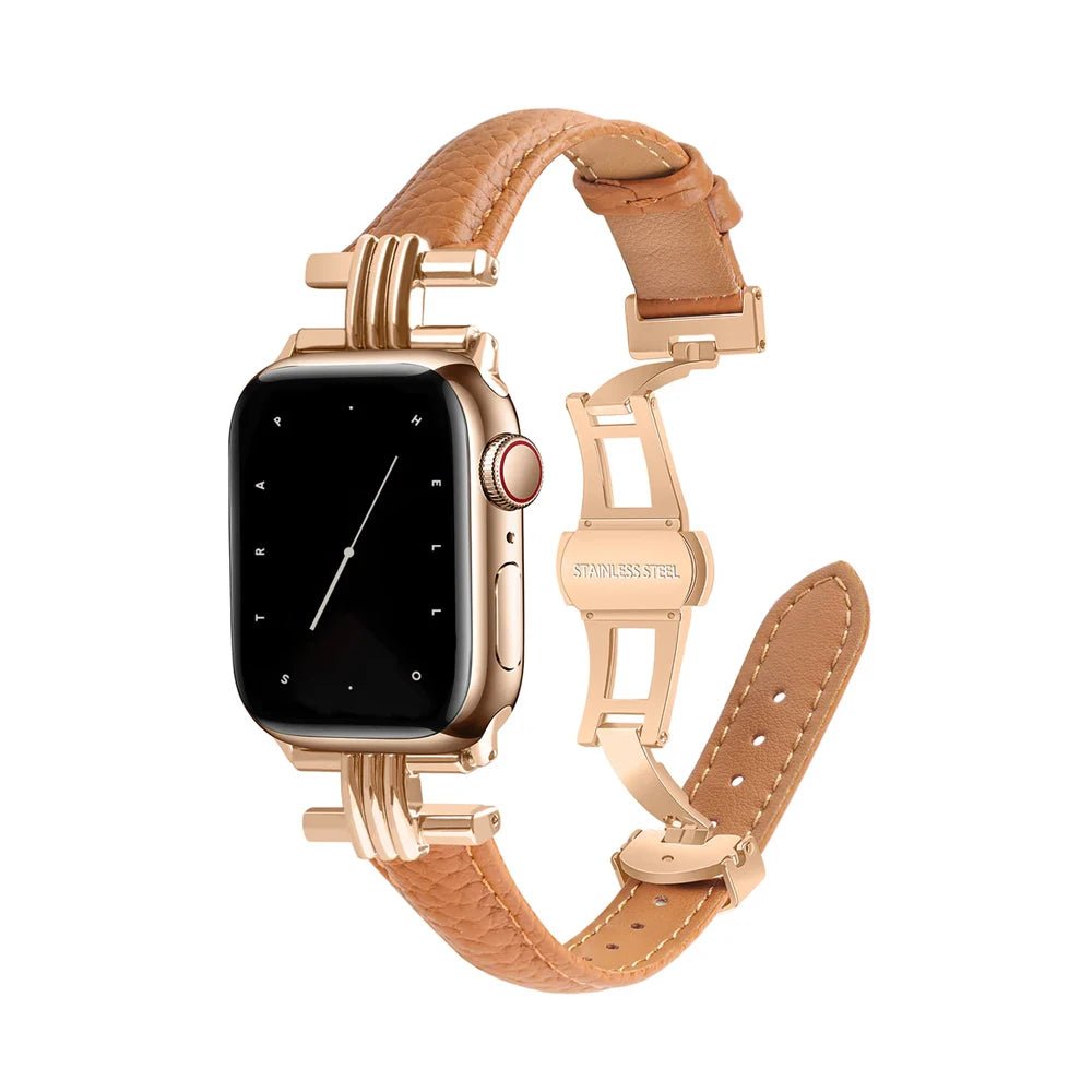 Women’s Genuine Leather & Stainless Steel Band for Apple Watch