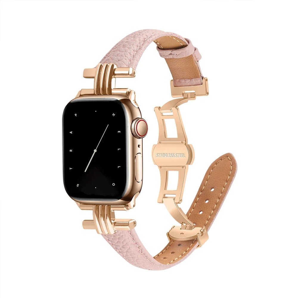 Women’s Genuine Leather & Stainless Steel Band for Apple Watch